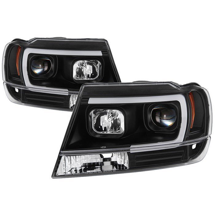 Fits ( Spyder Signature ) Jeep Grand Cherokee 99-04 Version 2 Light Bar Projector Headlights - Black