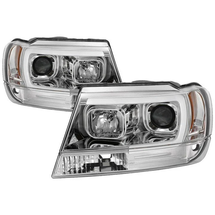 Fits ( Spyder Signature ) Jeep Grand Cherokee 99-04 Version 2 Light Bar Projector Headlights - Chrome