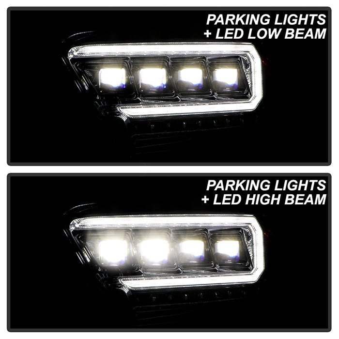 Fits ( Spyder Apex ) Toyota Tacoma 2016-2022 (fits models with OE halogen without LED DRL) Multi-Beam High-Power LED Module Equipped Headlights - Sequential LED Turn Signal - DRL Crystal Light Bar Parking Light - Chrome - Image 8