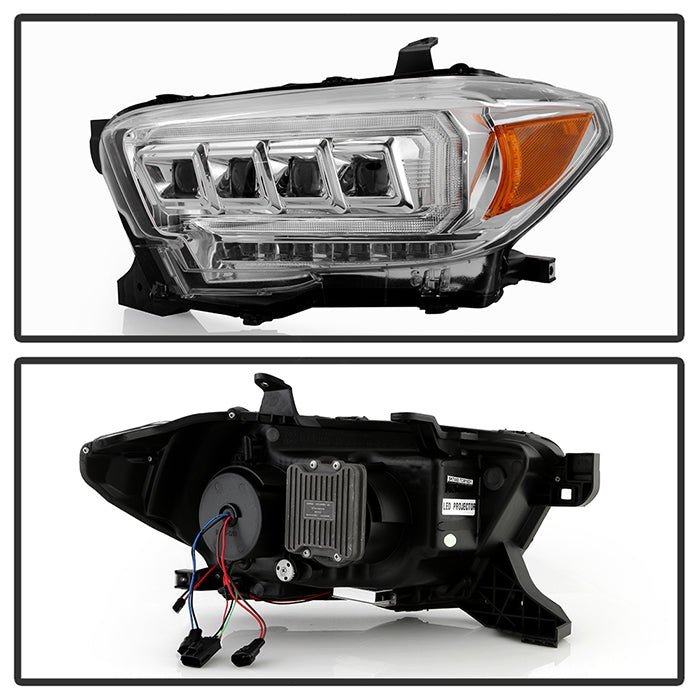 Fits ( Spyder Apex ) Toyota Tacoma 2016-2022 (fits models with OE halogen without LED DRL) Multi-Beam High-Power LED Module Equipped Headlights - Sequential LED Turn Signal - DRL Crystal Light Bar Parking Light - Chrome - Image 7