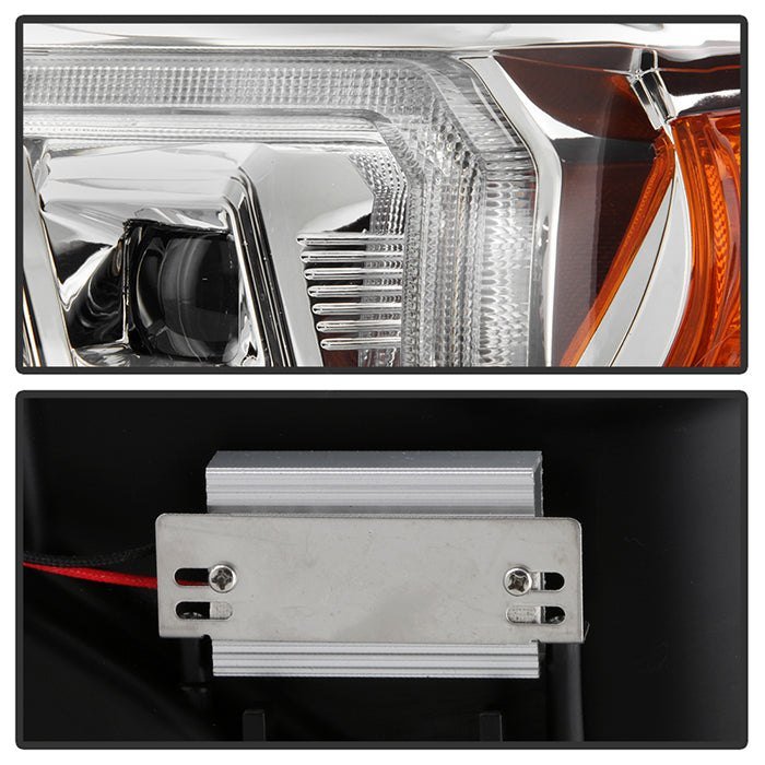 Fits ( Spyder Apex ) Toyota Tacoma 2016-2022 (fits models with OE halogen without LED DRL) Multi-Beam High-Power LED Module Equipped Headlights - Sequential LED Turn Signal - DRL Crystal Light Bar Parking Light - Chrome - Image 5