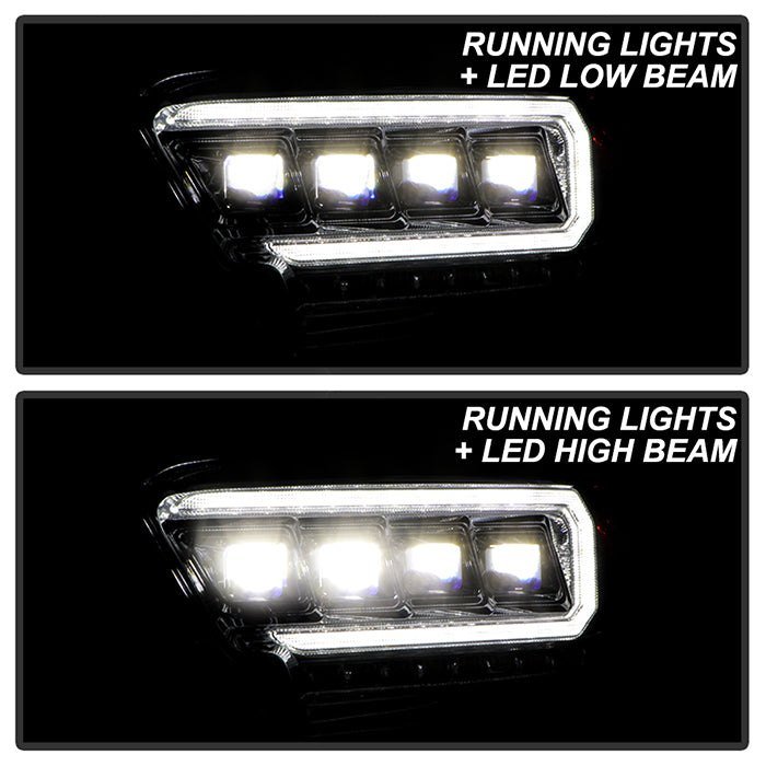 Fits ( Spyder Apex ) Toyota Tacoma 2016-2022 (fits models with OE halogen with LED DRL) Multi-Beam High-Power LED Module Equipped Headlights - Sequential LED Turn Signal - DRL Crystal Light Bar Parking Light - Chrome - Image 10