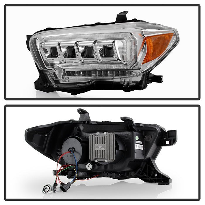 Fits ( Spyder Apex ) Toyota Tacoma 2016-2022 (fits models with OE halogen with LED DRL) Multi-Beam High-Power LED Module Equipped Headlights - Sequential LED Turn Signal - DRL Crystal Light Bar Parking Light - Chrome - Image 9