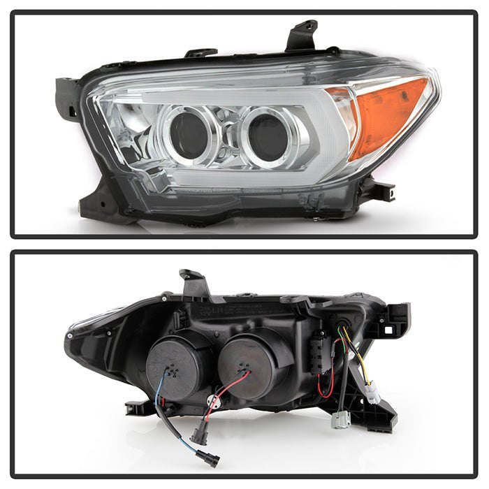 Fits ( Spyder Signature ) Toyota Tacoma 2016-2022 (fits models with OE halogen with LED DRL) Projector Headlights - Sequential LED Turn Signal - Low Beam-H11(Not Included) ; High Beam-H9(Not Included) ; Signal-LED - Chrome - Image 11