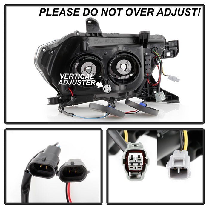 Fits ( Spyder Signature ) Toyota Tacoma 2016-2022 (fits models with OE halogen with LED DRL) Projector Headlights - Sequential LED Turn Signal - Low Beam-H11(Not Included) ; High Beam-H9(Not Included) ; Signal-LED - Chrome - Image 7