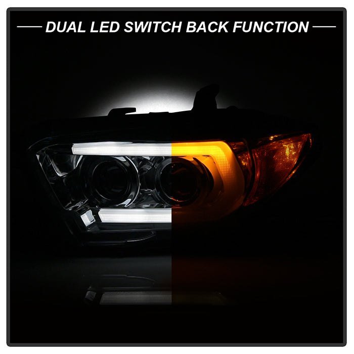 Fits ( Spyder Signature ) Toyota Tacoma 2016-2022 (fits models with OE halogen with LED DRL) Projector Headlights - Sequential LED Turn Signal - Low Beam-H11(Not Included) ; High Beam-H9(Not Included) ; Signal-LED - Chrome - Image 6