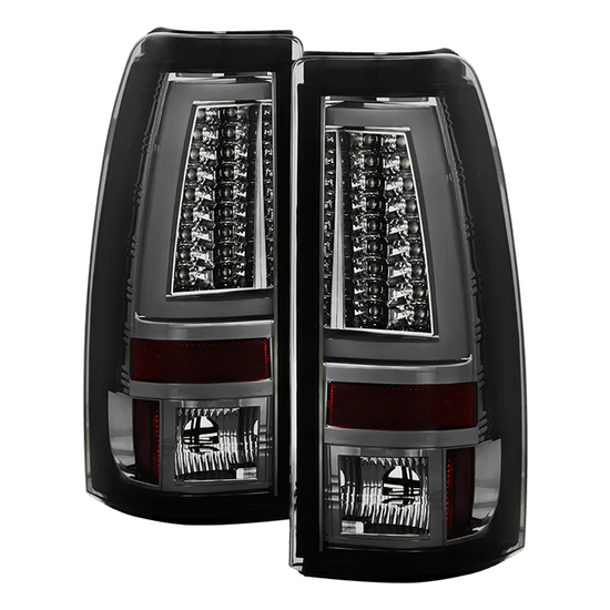 Fits Chevy Silverado 1500/2500 99-02 (Not Fit Stepside) / GMC Sierra 1500/2500/3500 99-06 and 2007 Sierra Classic Version 2 LED Tail Lights - Smoke