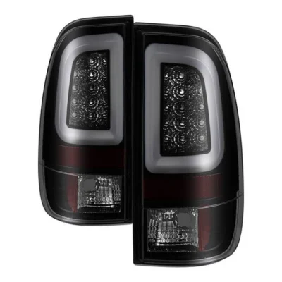 Fits Ford F150 Styleside 97-03 / F250/350/450/550 Super Duty 99-07 Version 3 Light Bar LED Tail Lights - Black Smoke