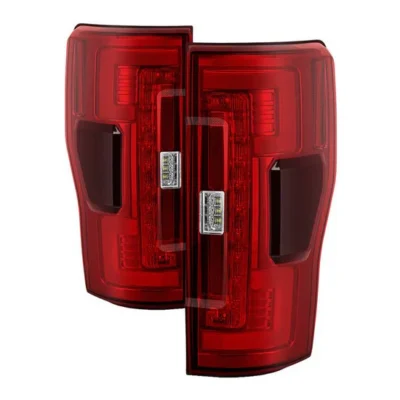 Fits Ford F250 Superduty 17-18 ( Halogen Bulb Model Only Do Not Fit LED Model ) LED Tail Lights - Red Clear