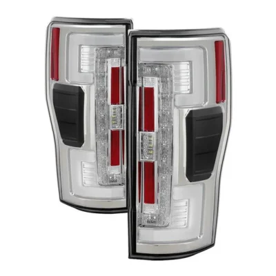 Fits ( Spyder ) Ford F250 Superduty 17-18 Blind Spot Monitoring Model ( LED Model Only Does not fit Halogen Model ) LED Tail Lights - Chrome
