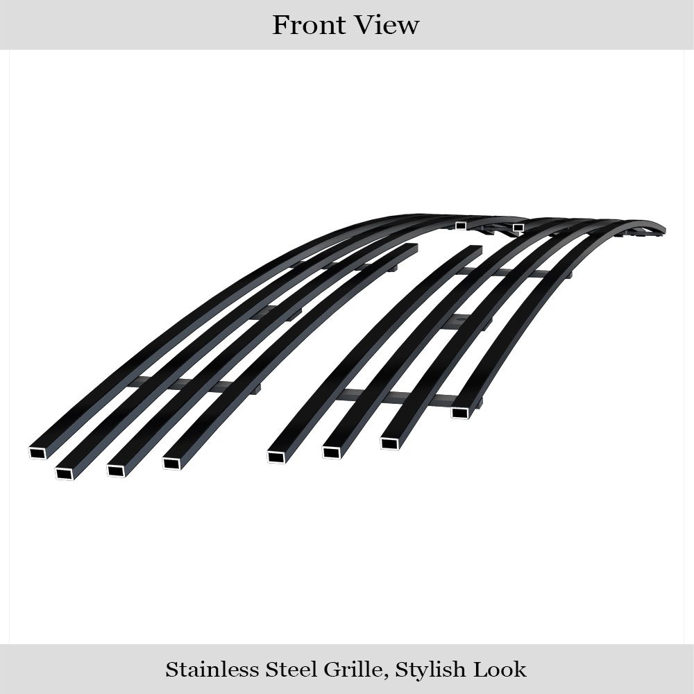 Fits 1997-1998 Ford Expedition Bar Style/1997-1998 Ford F-150 Bar Style/1997-1998 Ford F-250 Light Bar Style Except Lariat Main Upper Black Stainless Steel Billet Grille