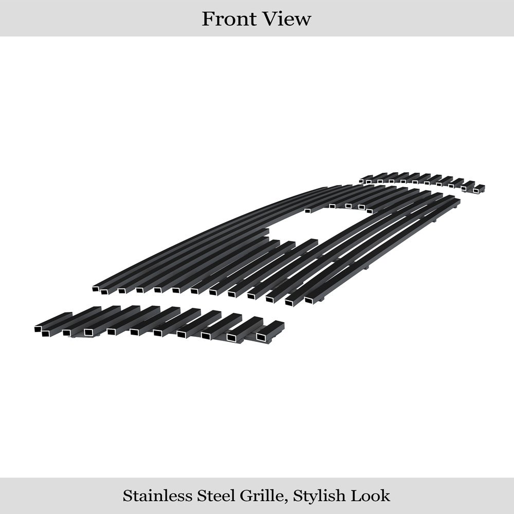 Fits 2004-2005 Ford Ranger 4WD FX4 Bar Only Not For Ranger Edge; With Logo Show Main Upper Black Stainless Steel Billet Grille