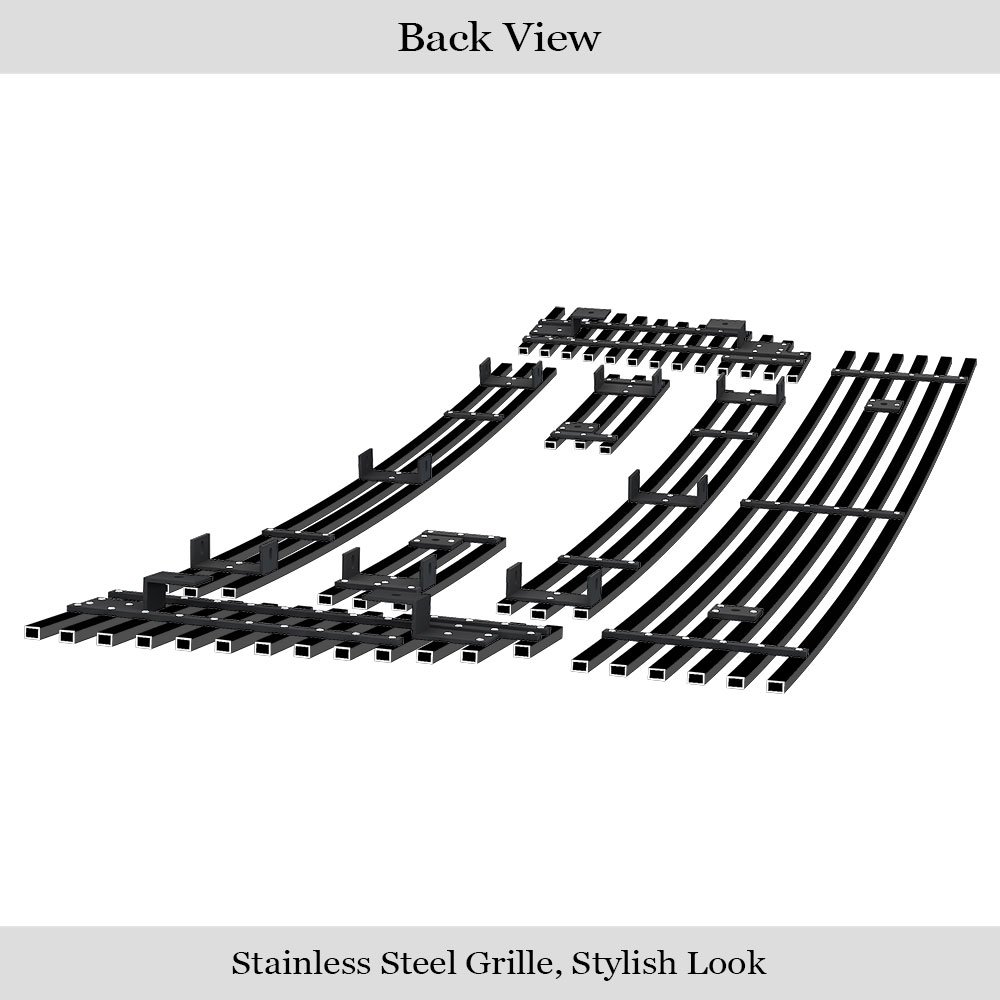 Fits 2006-2012 Ford Ranger FX4 /2006-2012 Ford Ranger XL /2006-2012 Ford Ranger XLT Main Upper + Lower Bumper Black Stainless Steel Billet Grille - Image 2