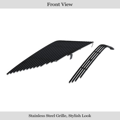 Fits 2007-2009 Acura MDX Main Upper + Lower Bumper Black Stainless Steel Billet Grille