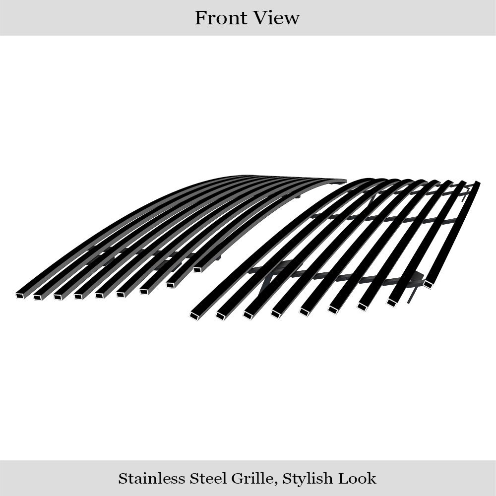 Fits 2006-2012 Suzuki Grand Vitara Main Upper + Lower Bumper Black Stainless Steel Billet Grille