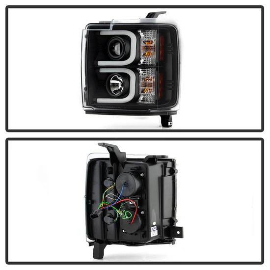 Fits ( Spyder Signature ) Chevy Silverado 15-19 2500/3500 HD Projector Headlights - Light Bar DRL - Black - Image 9