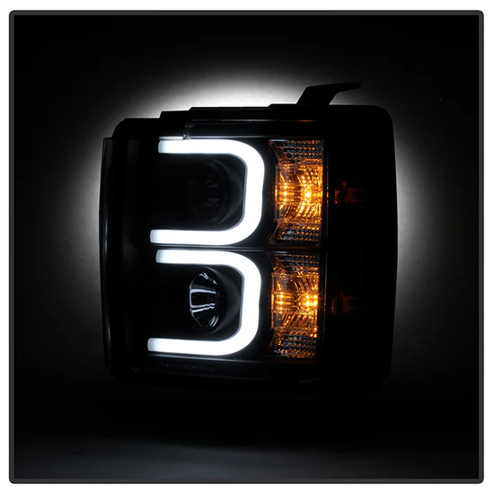 Fits ( Spyder Signature ) Chevy Silverado 15-19 2500/3500 HD Projector Headlights - Light Bar DRL - Black - Image 3
