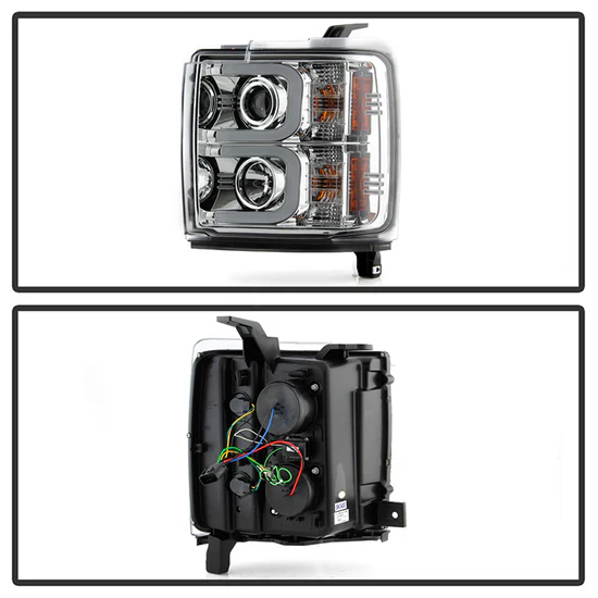 Fits ( Spyder Signature ) Chevy Silverado 15-19 2500/3500 HD Projector Headlights - Light Bar DRL - Chrome - Image 9