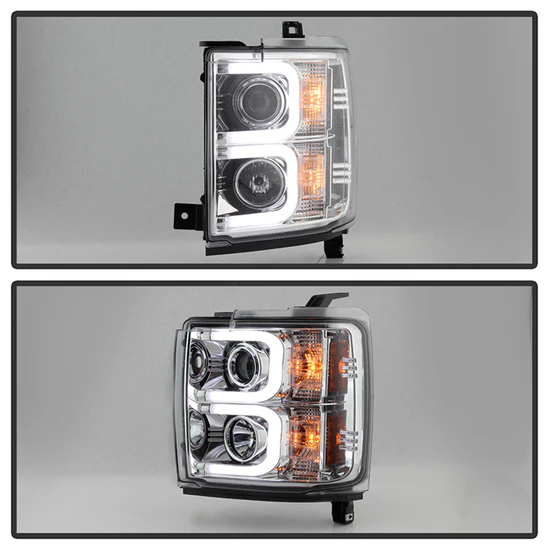 Fits ( Spyder Signature ) Chevy Silverado 15-19 2500/3500 HD Projector Headlights - Light Bar DRL - Chrome - Image 4