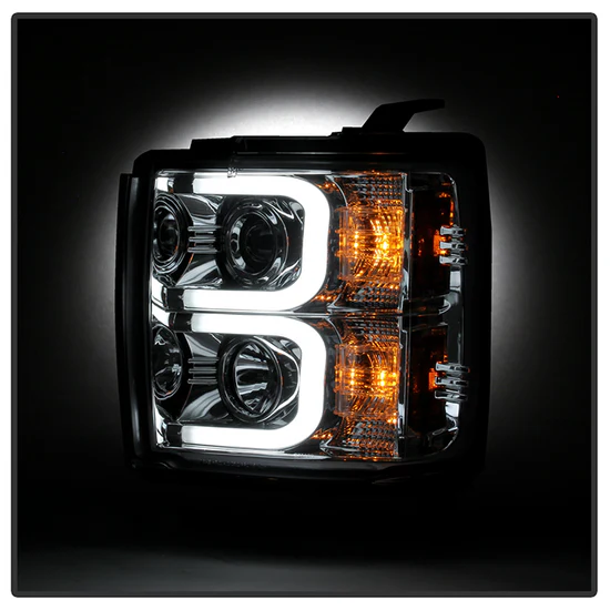 Fits ( Spyder Signature ) Chevy Silverado 15-19 2500/3500 HD Projector Headlights - Light Bar DRL - Chrome - Image 3