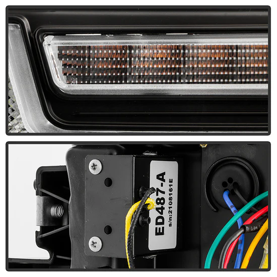 Fits ( Spyder Signature ) Chevy Silverado 2020 - 2023 HD 2500/3500 Factory Halogen Model (Not Compatible With Factory LED Model) Projector Headlights - Sequential LED Turn Signal Lights - Black - Image 3
