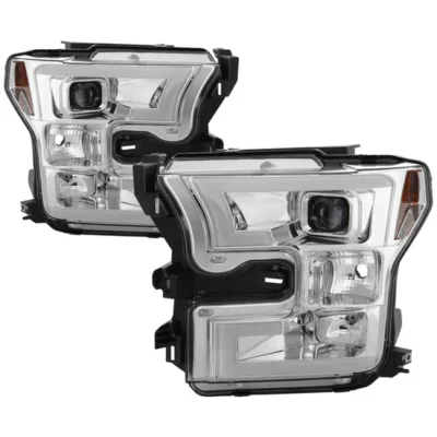 Fits ( Spyder Platinum ) Ford F150 2015-2017 Halogen Model Only ( Do Not Fit Factory LED Model ) High-power LED Module (Low Beam) Equipped Headlights - Chrome - Low Beam-LED ; High Beam-H1(included) ; Signal-7444NA(Not Included)