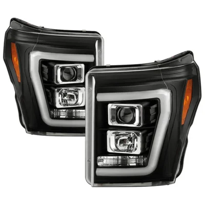Fits ( Spyder Platinum ) Ford F-250/350/450 Super Duty 2011-2016 Version 2 High-Power LED Module ( Low Beam ) Equipped Headlights - White Light Bar Parking Light - Low Beam: LED (Included) - High Beam: H1 (Included) - Turn Signal: 3157 (Not Included) - Black