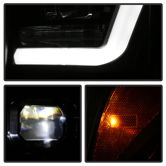Fits ( Spyder Platinum ) Ford F-250/350/450 Super Duty 2011-2016 Version 2 High-Power LED Module ( Low Beam ) Equipped Headlights - White Light Bar Parking Light - Low Beam: LED (Included) - High Beam: H1 (Included) - Turn Signal: 3157 (Not Included) - Black - Image 11