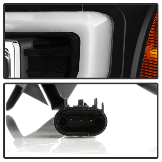Fits ( Spyder Platinum ) Ford F-250/350/450 Super Duty 2011-2016 Version 2 High-Power LED Module ( Low Beam ) Equipped Headlights - White Light Bar Parking Light - Low Beam: LED (Included) - High Beam: H1 (Included) - Turn Signal: 3157 (Not Included) - Black - Image 7