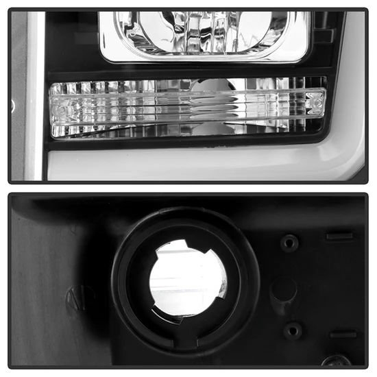 Fits ( Spyder Platinum ) Ford F-250/350/450 Super Duty 2011-2016 Version 2 High-Power LED Module ( Low Beam ) Equipped Headlights - White Light Bar Parking Light - Low Beam: LED (Included) - High Beam: H1 (Included) - Turn Signal: 3157 (Not Included) - Black - Image 5