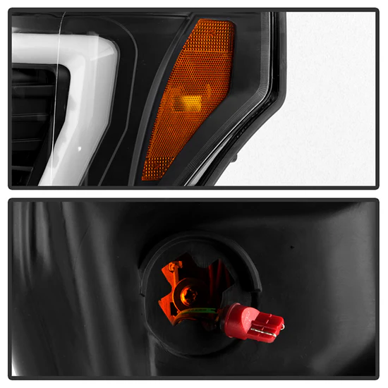 Fits ( Spyder Platinum ) Ford F-250/350/450 Super Duty 2011-2016 Version 2 High-Power LED Module ( Low Beam ) Equipped Headlights - White Light Bar Parking Light - Low Beam: LED (Included) - High Beam: H1 (Included) - Turn Signal: 3157 (Not Included) - Black - Image 4