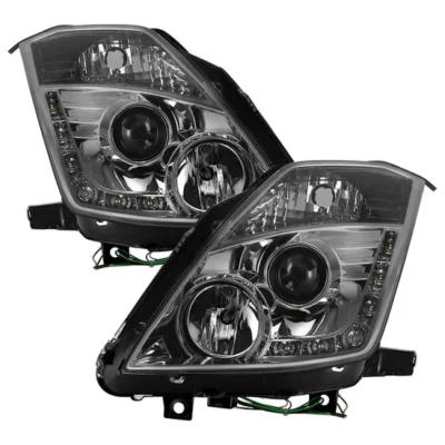 Fits ( Spyder Signature ) Nissan 350Z 03-05 Projector Headlights - Halogen Model Only ( Not Compatible With Xenon/HID Model ) - DRL - Smoke - High H1 (Included) - Low H7 (Included)