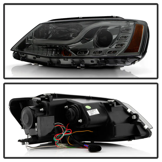 Fits ( Spyder Signature ) Volkswagen Jetta 11-14 Projector Headlights - Halogen Model Only ( Not Compatible With Xenon/HID Model )/Only fits sedan models Light Tube DRL - Smoke - High H1 (Included) - Low H7 (Included) - Image 9