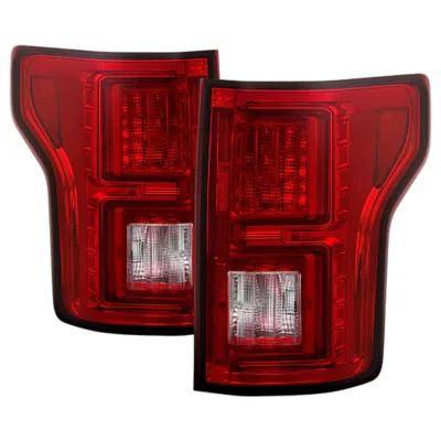 Fits Ford F150 2015-2017 Light Bar LED Tail Lights (not compatible with rear blind spot sensor models) - Red Clear