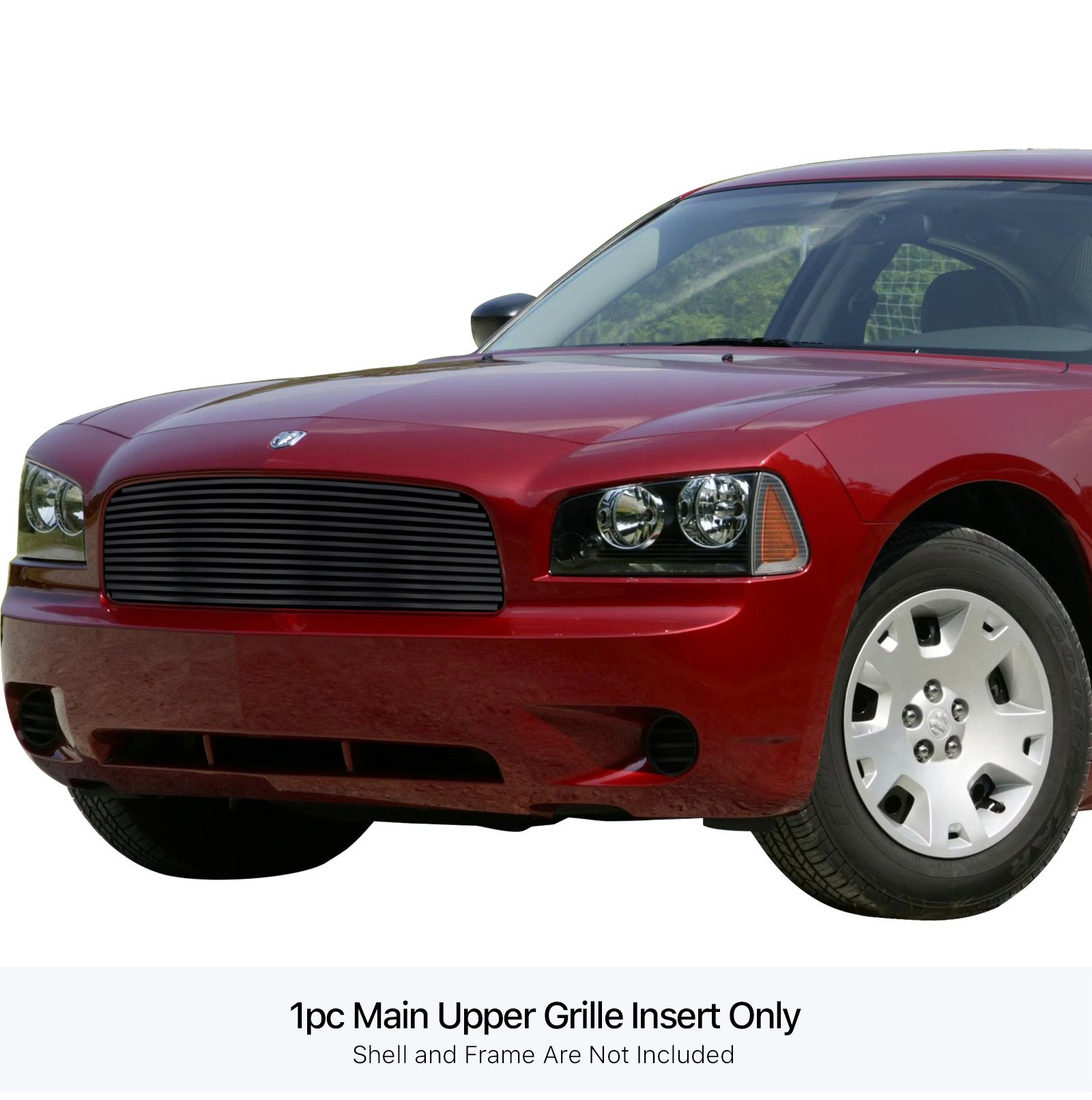 Fits 2005-2010 Dodge Charger Main Upper Black Stainless Steel Billet Grille - Image 3