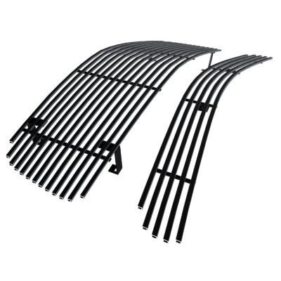 Fits 2005-2010 Dodge Charger Not For SRT8 Main Upper + Lower Bumper Black Stainless Steel Billet Grille
