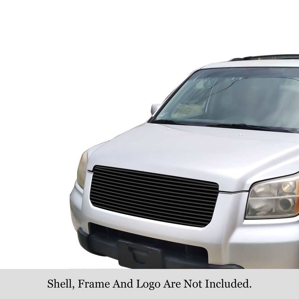 Fits 2006-2008 Honda Pilot Main Upper Black Stainless Steel Billet Grille - Image 3