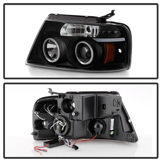 Fits ( Spyder Signature ) Ford F150 04-08 Projector Headlights - Version 2 - CCFL Halo - LED ( Replaceable LEDs ) - Black - High H1 (Included) - Low 9006 (Included) - Image 9