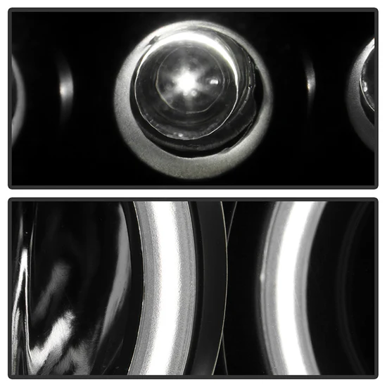 Fits ( Spyder Signature ) Ford F150 04-08 Projector Headlights - Version 2 - CCFL Halo - LED ( Replaceable LEDs ) - Black Smoke - High H1 (Included) - Low 9006 (Included) - Image 2