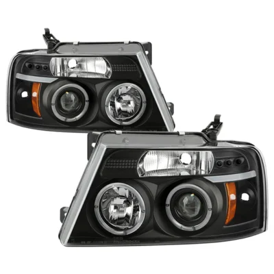 Fits ( Spyder Signature ) Ford F150 04-08 Projector Headlights - Version 2 - LED Halo - LED ( Replaceable LEDs ) - Black - High H1 (Included) - Low 9006 (Included)