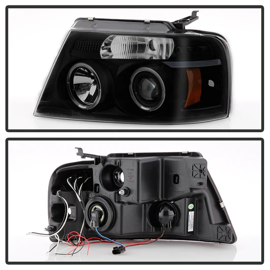 Fits ( Spyder Signature ) Ford F150 04-08 Projector Headlights - Version 2 - LED Halo - LED ( Replaceable LEDs ) - Black Smoke - High H1 - Low 9006 - Image 9