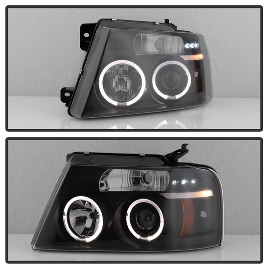 Fits ( Spyder Signature ) Ford F150 04-08 Projector Headlights - Version 2 - LED Halo - LED ( Replaceable LEDs ) - Black Smoke - High H1 - Low 9006 - Image 4