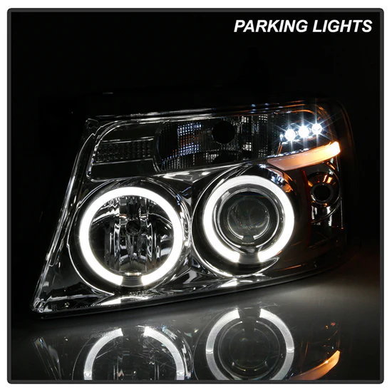 Fits ( Spyder Signature ) Ford F150 04-08 Projector Headlights - Version 2 - LED Halo - LED ( Replaceable LEDs ) - Chrome - High H1 (Included) - Low 9006 (Included) - Image 10
