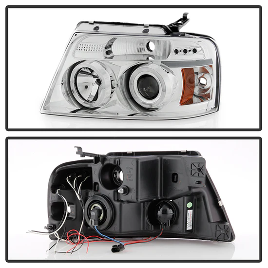 Fits ( Spyder Signature ) Ford F150 04-08 Projector Headlights - Version 2 - LED Halo - LED ( Replaceable LEDs ) - Chrome - High H1 (Included) - Low 9006 (Included) - Image 9