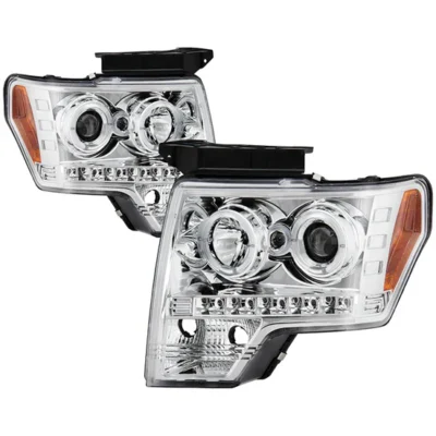 Fits ( Spyder Signature ) Ford F150 09-14 Projector Headlights - Halogen Model Only ( Not Compatible With Xenon/HID Model ) - LED Halo - LED ( Replaceable LEDs ) - Chrome - High H1 (Included) - Low H1 (Included)
