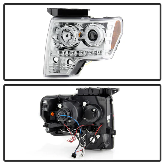 Fits ( Spyder Signature ) Ford F150 09-14 Projector Headlights - Halogen Model Only ( Not Compatible With Xenon/HID Model ) - LED Halo - LED ( Replaceable LEDs ) - Chrome - High H1 (Included) - Low H1 (Included) - Image 9