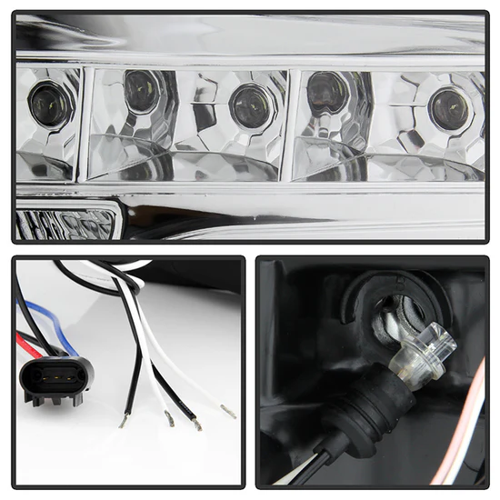 Fits ( Spyder Signature ) Ford F150 09-14 Projector Headlights - Halogen Model Only ( Not Compatible With Xenon/HID Model ) - LED Halo - LED ( Replaceable LEDs ) - Chrome - High H1 (Included) - Low H1 (Included) - Image 7