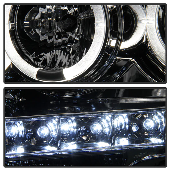 Fits ( Spyder Signature ) Ford F150 09-14 Projector Headlights - Halogen Model Only ( Not Compatible With Xenon/HID Model ) - LED Halo - LED ( Replaceable LEDs ) - Chrome - High H1 (Included) - Low H1 (Included) - Image 3
