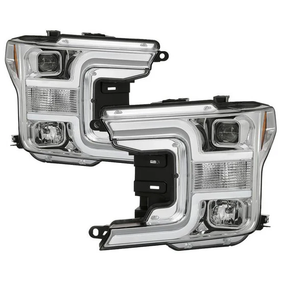 Fits ( Spyder Signature ) Ford F150 18-19 (Halogen Model Only Do Not Fit Factory Xenon Model) Projector Headlights - Low Beam-H7(Included) ; High Beam-H1(Included) ; Signal-7444NA(Not Included) - Chrome