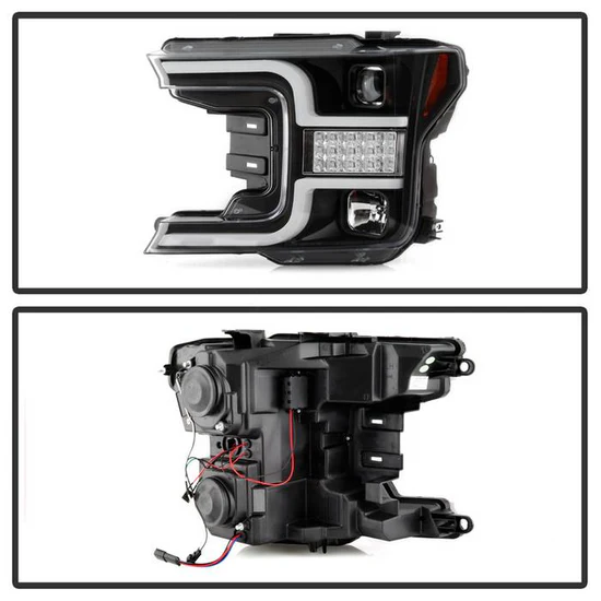 Fits ( Spyder Signature ) Ford F150 18-19 (Halogen Model Only Do Not Fit Factory Xenon Model) Projector Headlights - LED Sequential Turn Signal - Low Beam-H7(Included) ; High Beam-H1(Included) ; Signal-LED - Black - Image 8